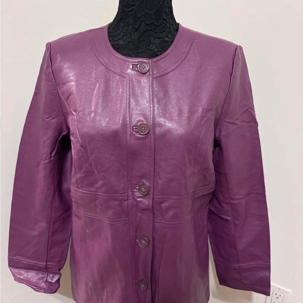 Susan Graver Rich Purple Faux Leather Jacket